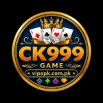 CK999 Game golden casino logo with crown and cards design