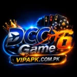 DCC6 Game earning app logo with cards, coins and modern design