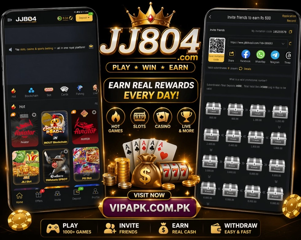 JJ804 earning game app collage with rewards and invite system