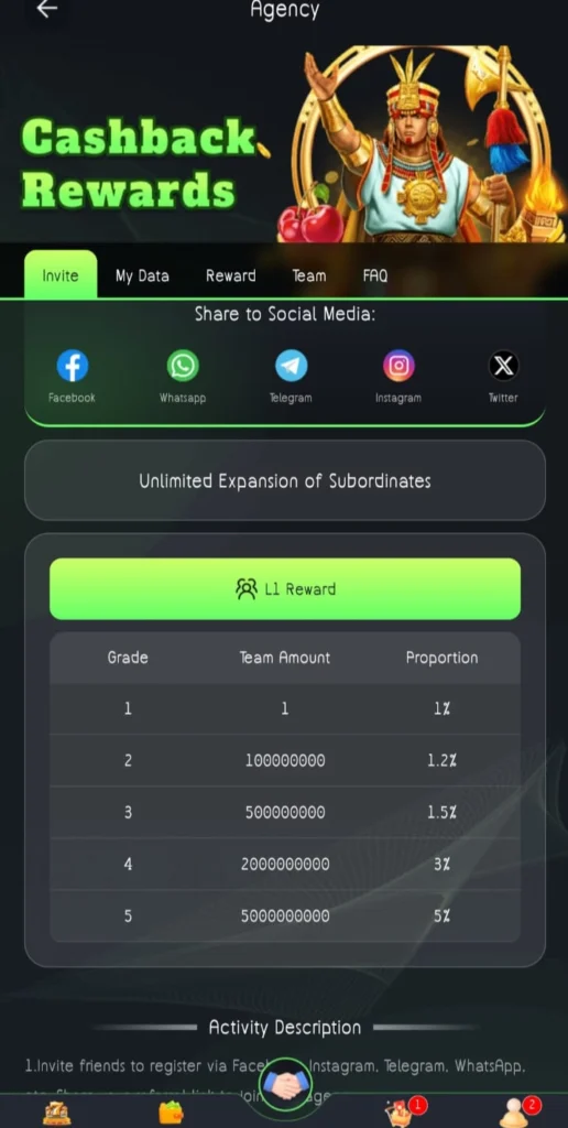 BBRS Game cashback reward screen showing bonus return offer