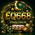 EQ668 gold casino Official logo with cards, dice games in mobile