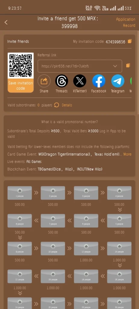 PKR656 Game rewards dashboard in screen