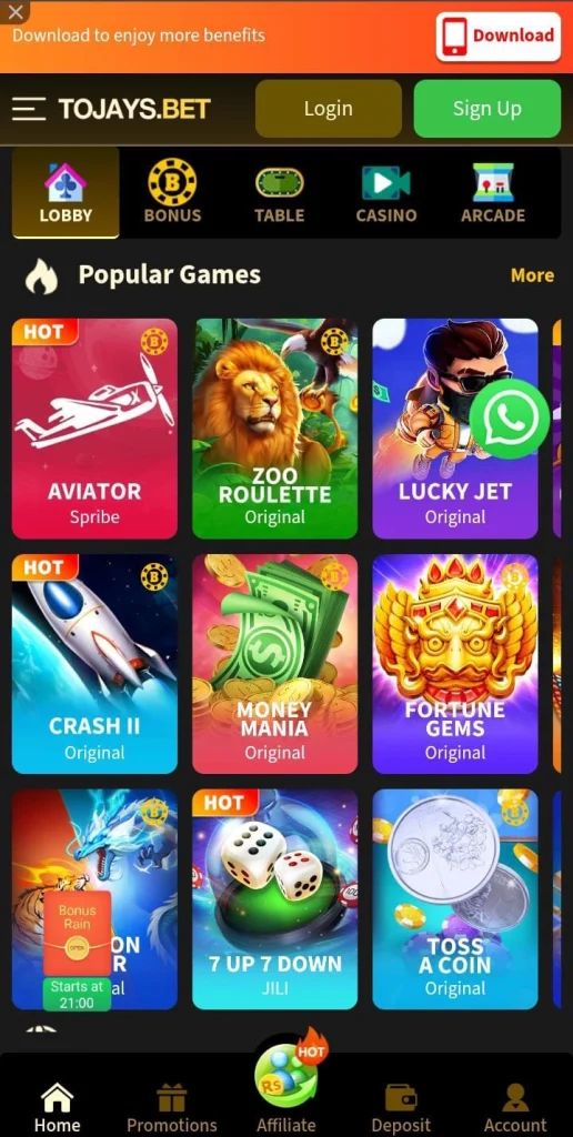 2jbet game app screen