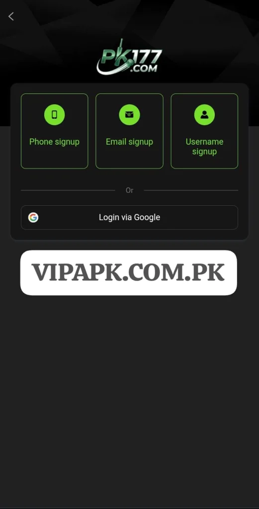 User sign up and login screen with simple form layout