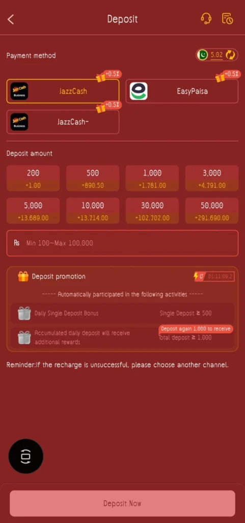 788Win cash withdrawal via JazzCash EasyPaisa