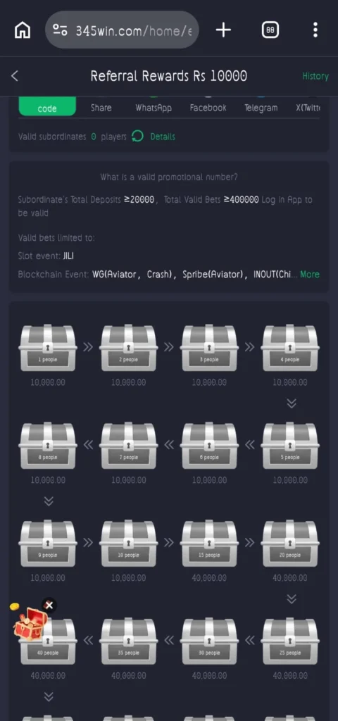 Valid user rewards box screen