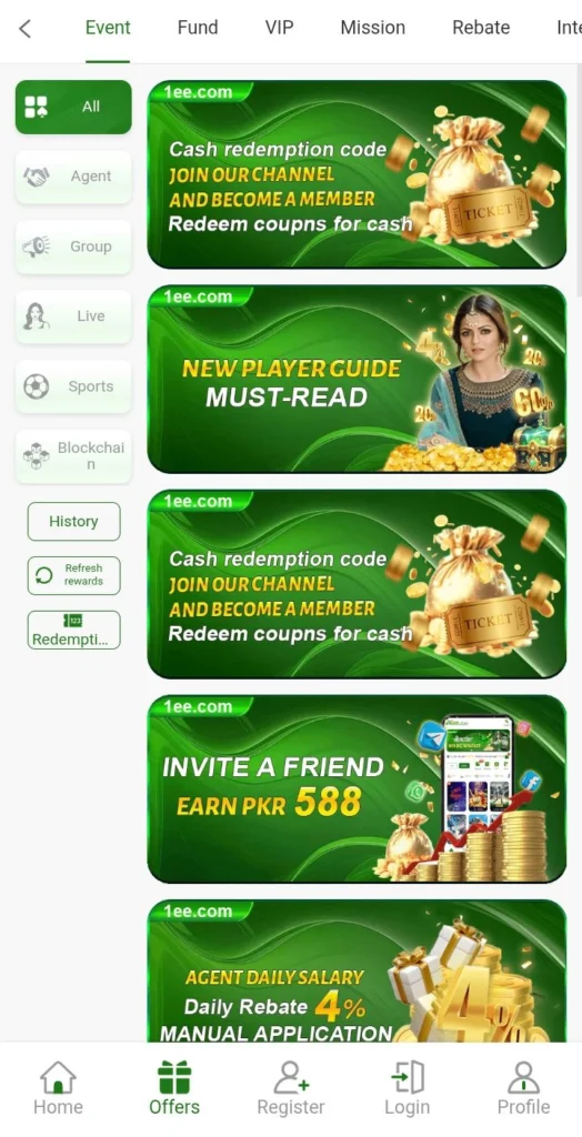1EE Game exclusive bonus offers rewards banner