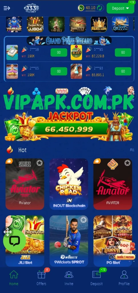 J33Bet earning game home dashboard interface