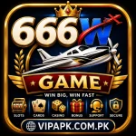 666W Game luxury casino app logo with airplane design