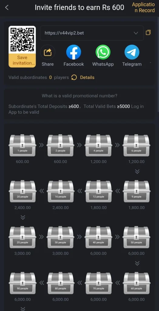 V44.bet 600 reward for 1 valid user box