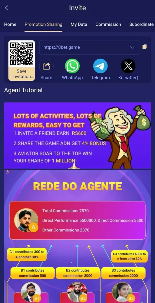 Referral dashboard showing invite stats and earnings