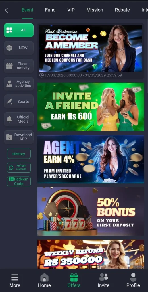 Q777 App special offer banner showing discount and bonus rewards