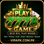 PLAY7778 casino game logo with gold and green design.