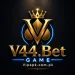 V44 Bet Game gold 3D logo with crown and blue neon glow on dark background