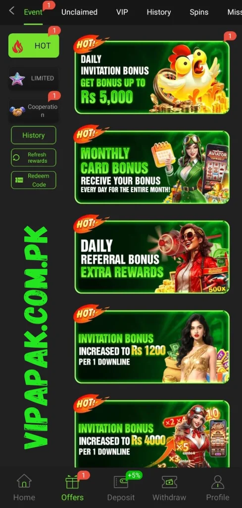 Platform offer banner with cashback bonus