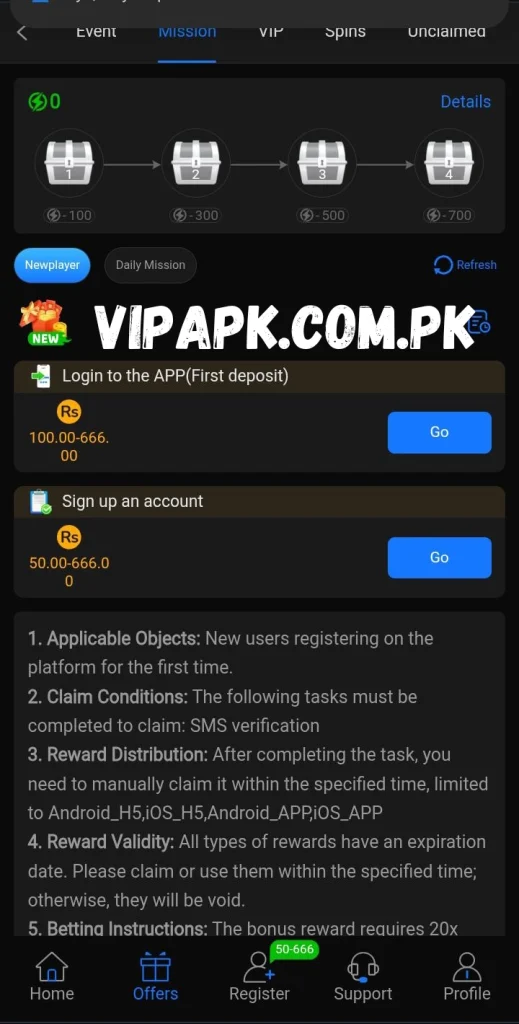 Gaming mission task center with daily challenges