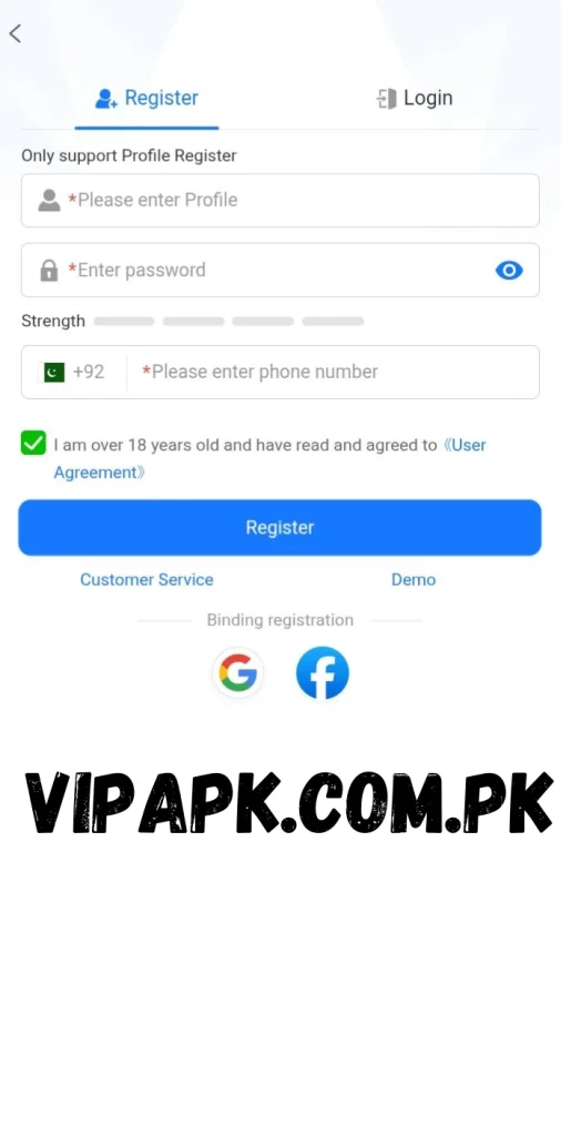 1JJ Game registration page with signup form