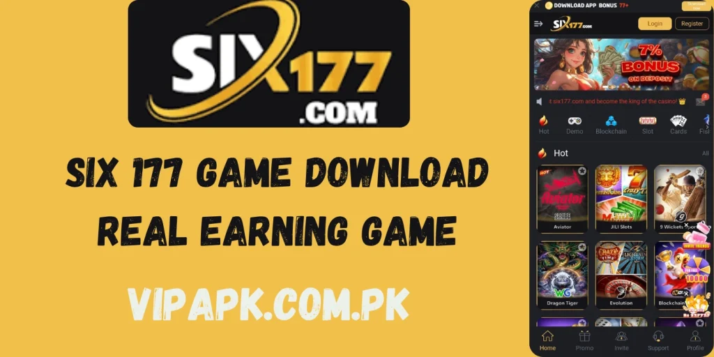 Six177 Game banner with online earning rewards and mobile gaming features