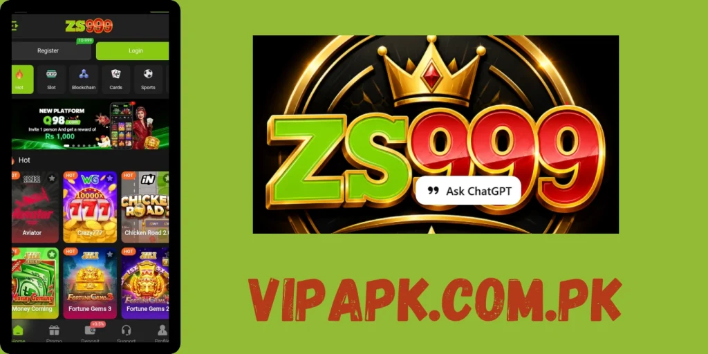ZS999 Game login and casino interface image