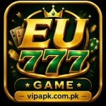 EU777 Game logo with premium gold 777 design and vipapk.com.pk branding.