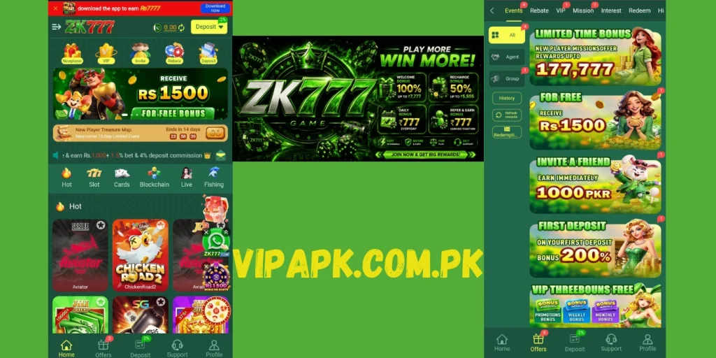 ZK777 game banner in mobile screen