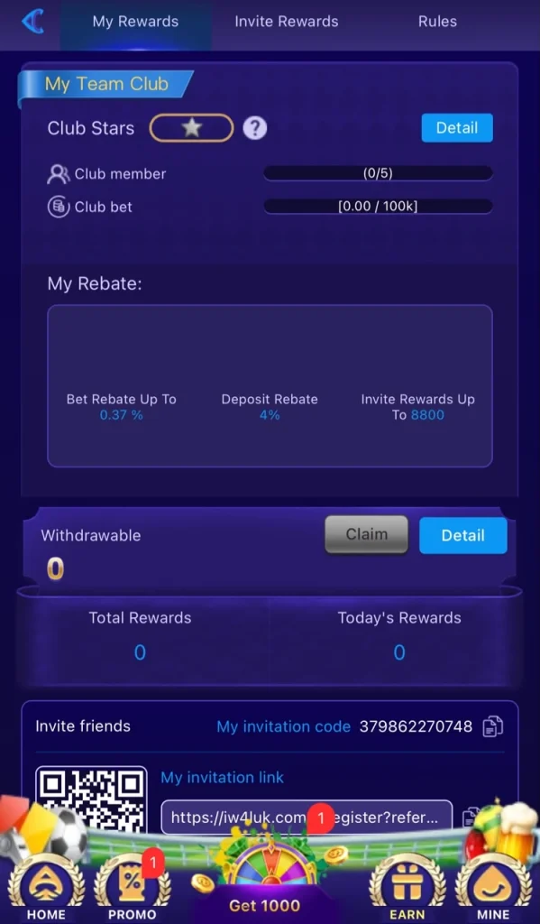 Game earning dashboard