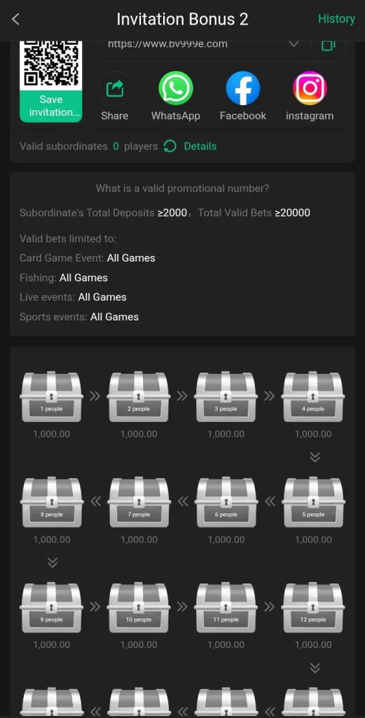 BV999 Invite 1 friends claim 1000 rupees