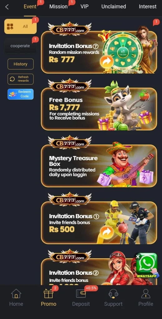 CB777 Game offers