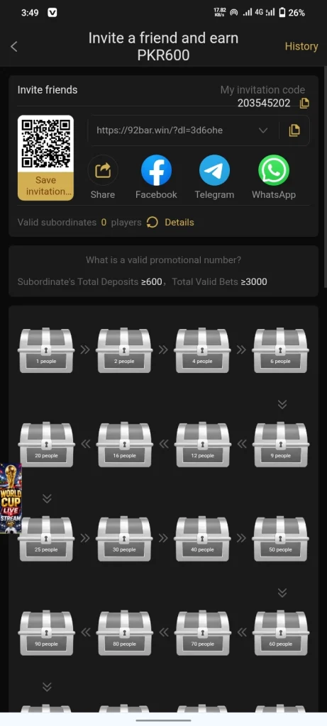 new valide player 1000 cammission