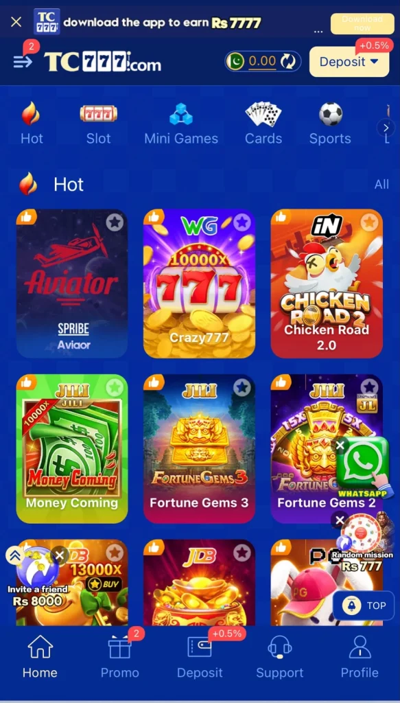TC777 Game screen